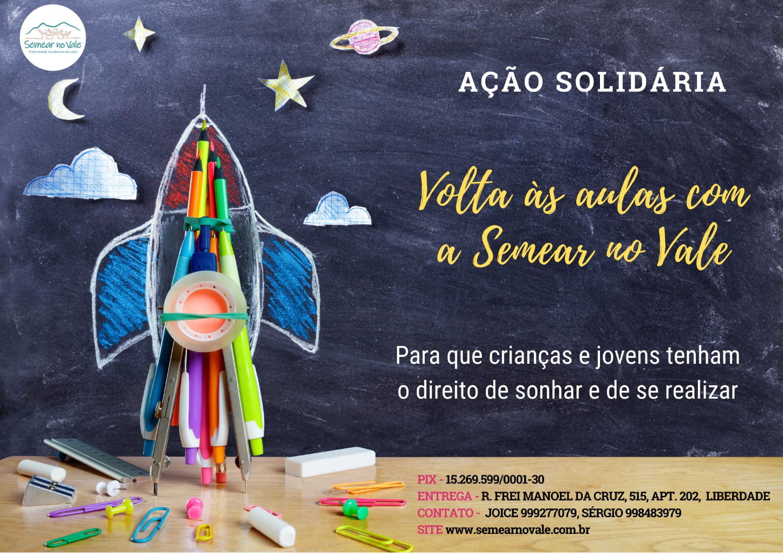Ação solidária “volta às aulas com a Semear no Vale”